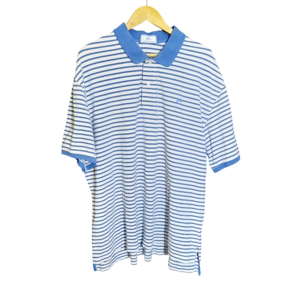 Southern Tide The Skipjack Mens Blue Stripe Sports Polo Size XXL